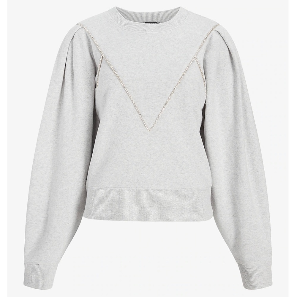 Express Rhinestone Embellished V-Neck Sweatshirt